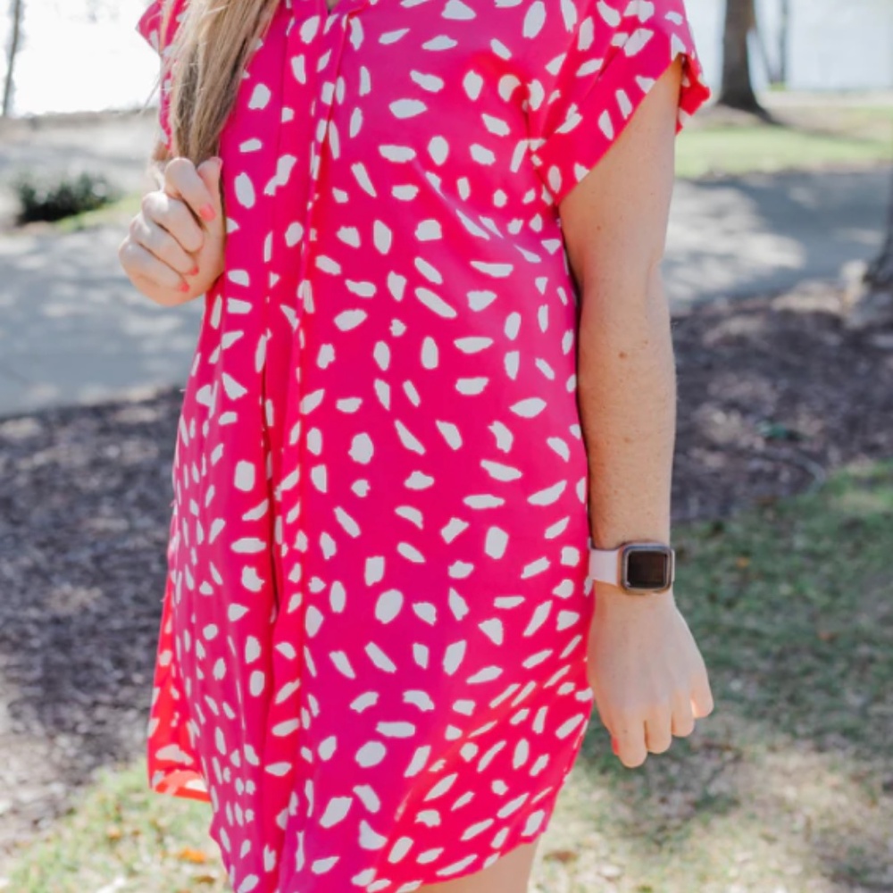 Hot Pink Dalmatian Print Dress | Urge